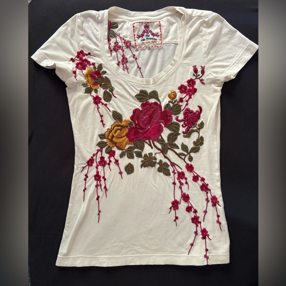 Johnny Was Embroidered Floral Top